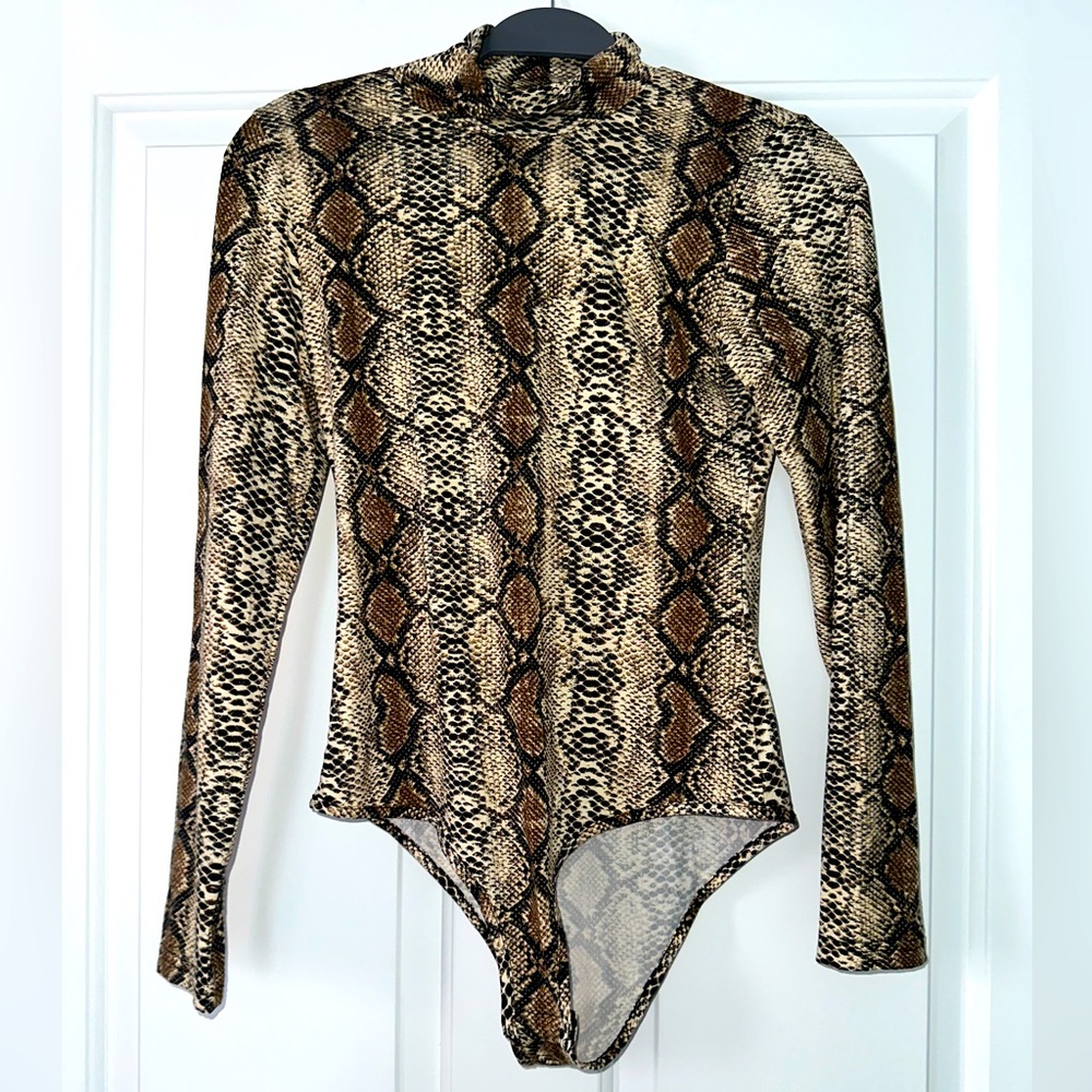 Snakeskin High Neck Bodysuit - Size L